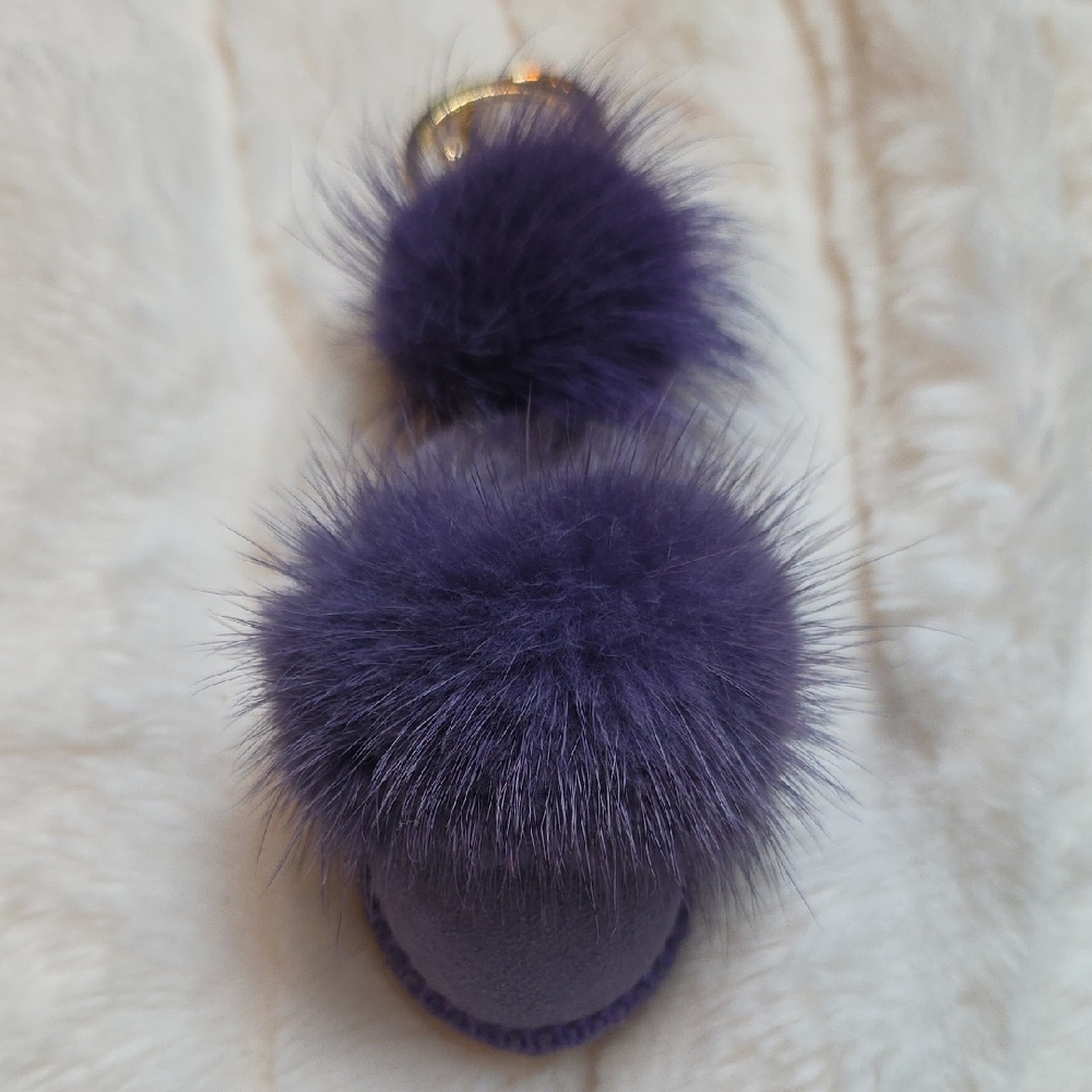 Elegant Purple Fuzzy Women's Slipper Keychain